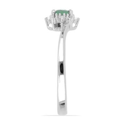 BUY EMERALD GEMSTONE HALO RING IN 925 SILVER